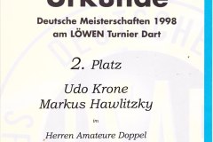 1998-DSAB-DM-Amateuer-Doppel-2-Platz-Urkunde